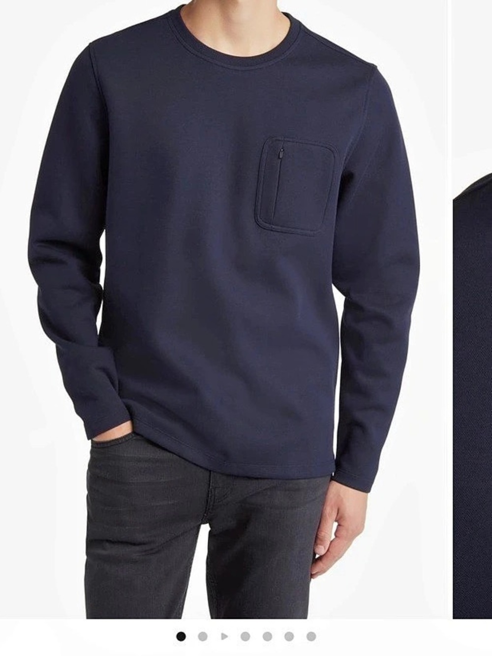 Robert Barakett Hanwell LS Crew Long Sleeve Pocket Tee Black Large